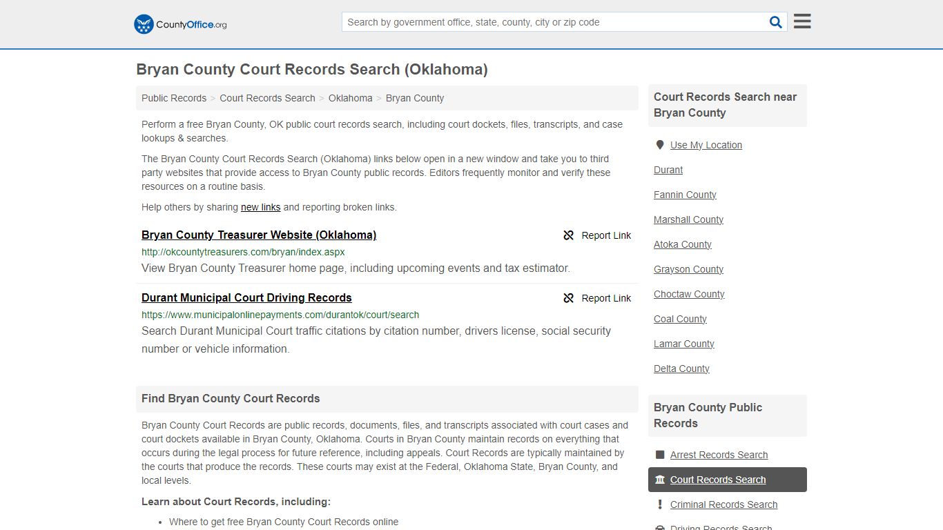 Bryan County Court Records Search (Oklahoma) - County Office