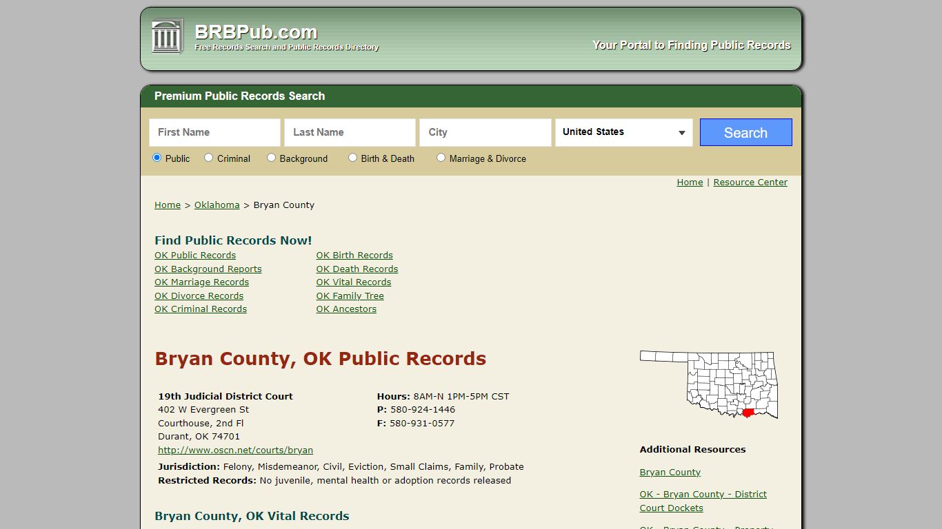 Bryan County Public Records | Search Oklahoma Government Databases